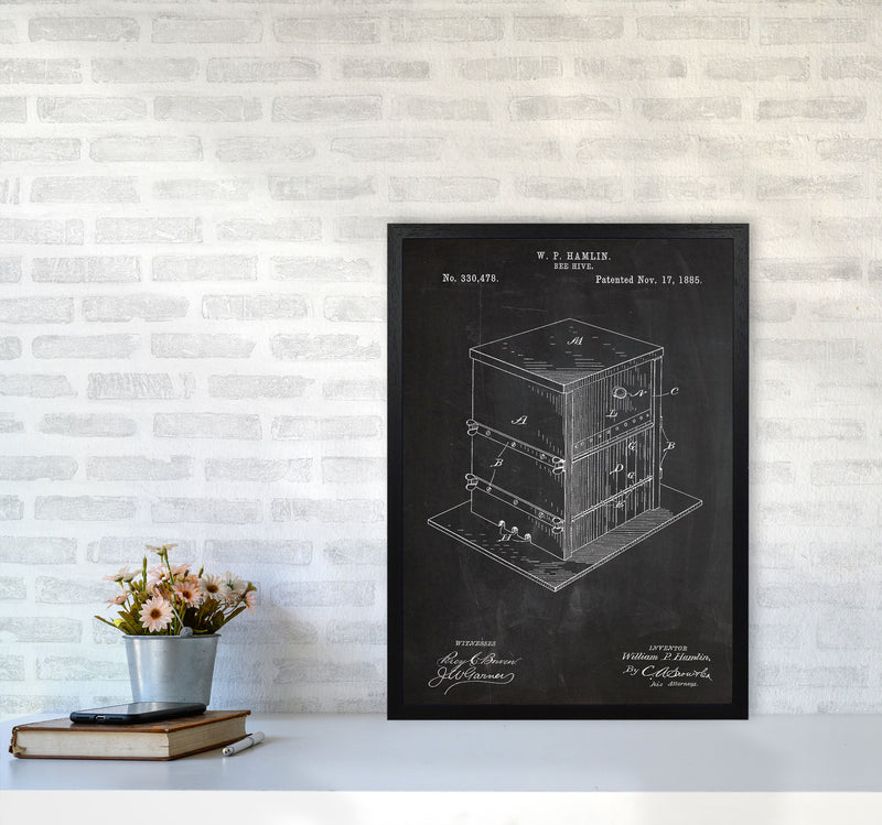 Bee Hive Patent Art Print by Jason Stanley A2 White Frame