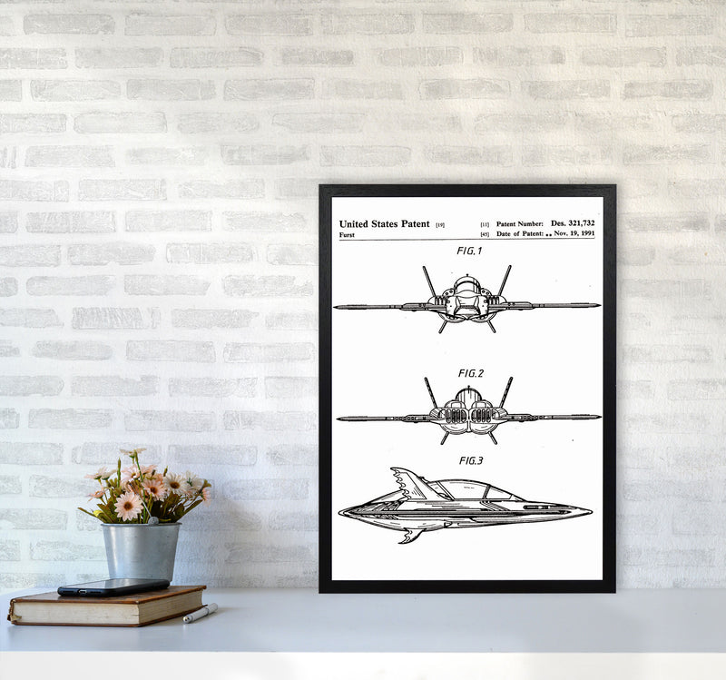 Batwing Patent Art Print by Jason Stanley A2 White Frame