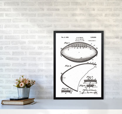 Football Patent Art Print by Jason Stanley A2 White Frame
