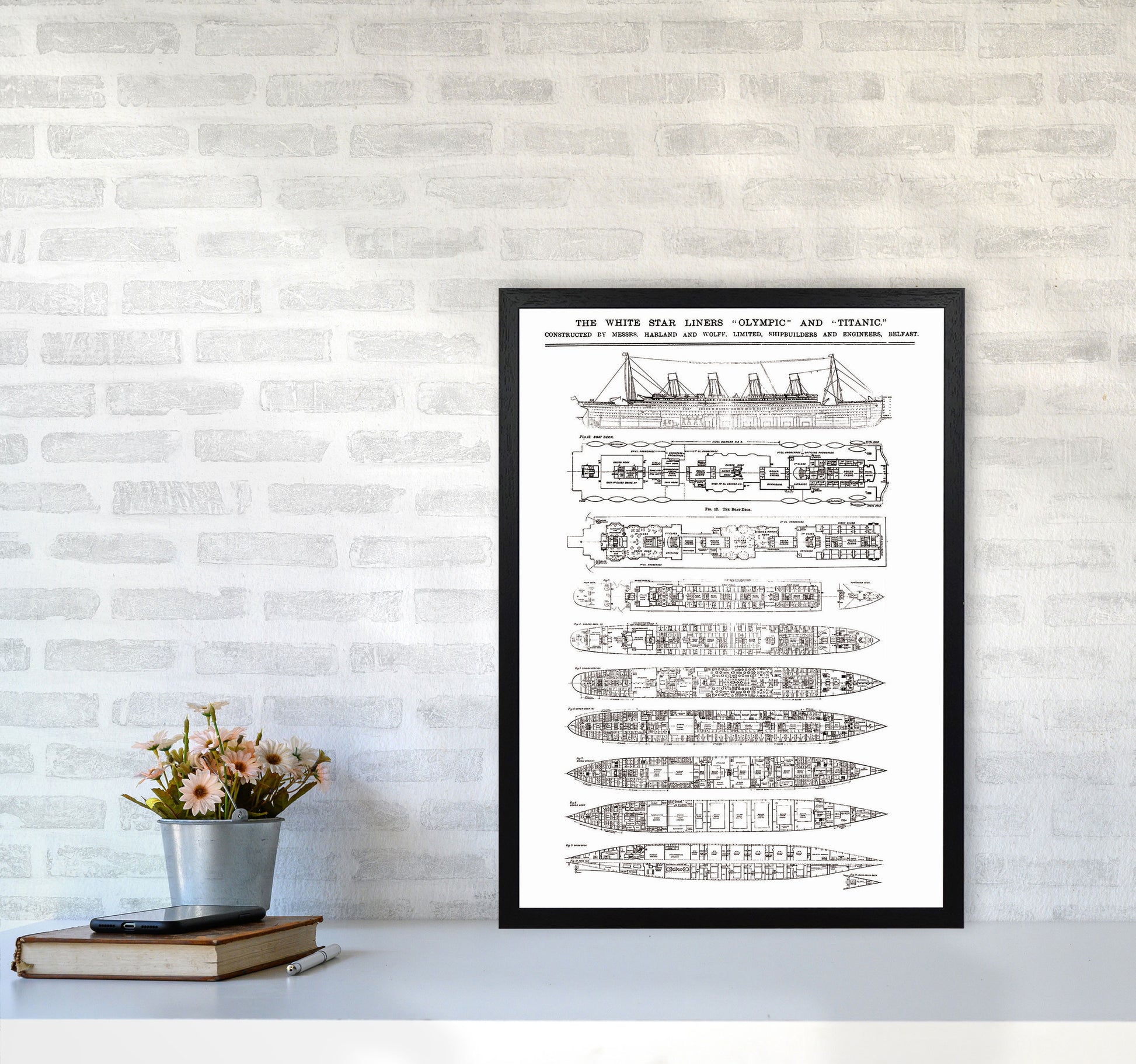 Titanic Patent Art Print by Jason Stanley A2 White Frame