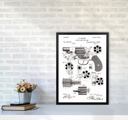 Hand Gun Patent Art Print by Jason Stanley A2 White Frame