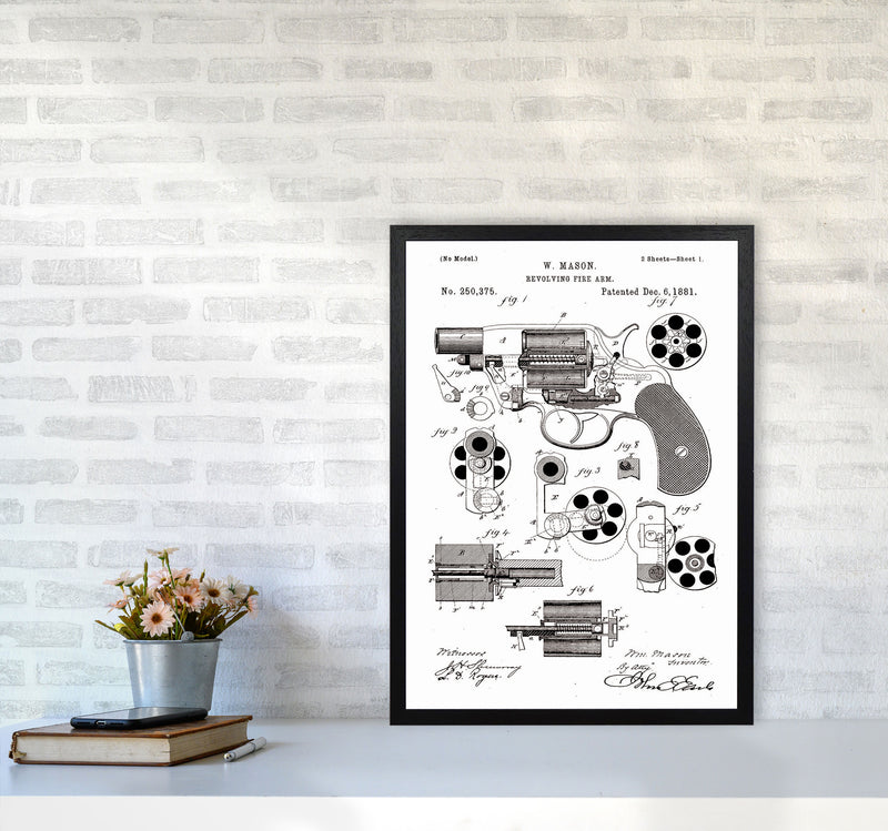 Hand Gun Patent Art Print by Jason Stanley A2 White Frame
