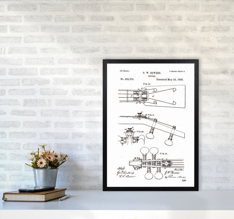 Guitar Patent Art Print by Jason Stanley A2 White Frame