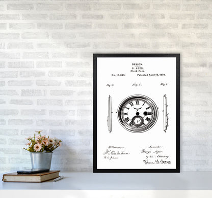 Clock Patent Art Print by Jason Stanley A2 White Frame