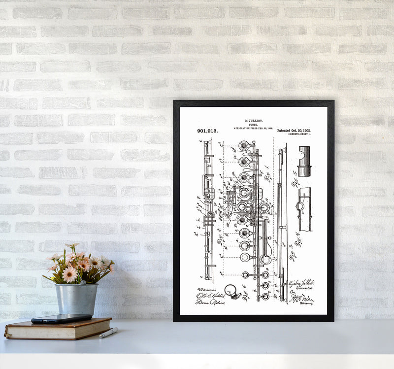 Flute Patent Art Print by Jason Stanley A2 White Frame