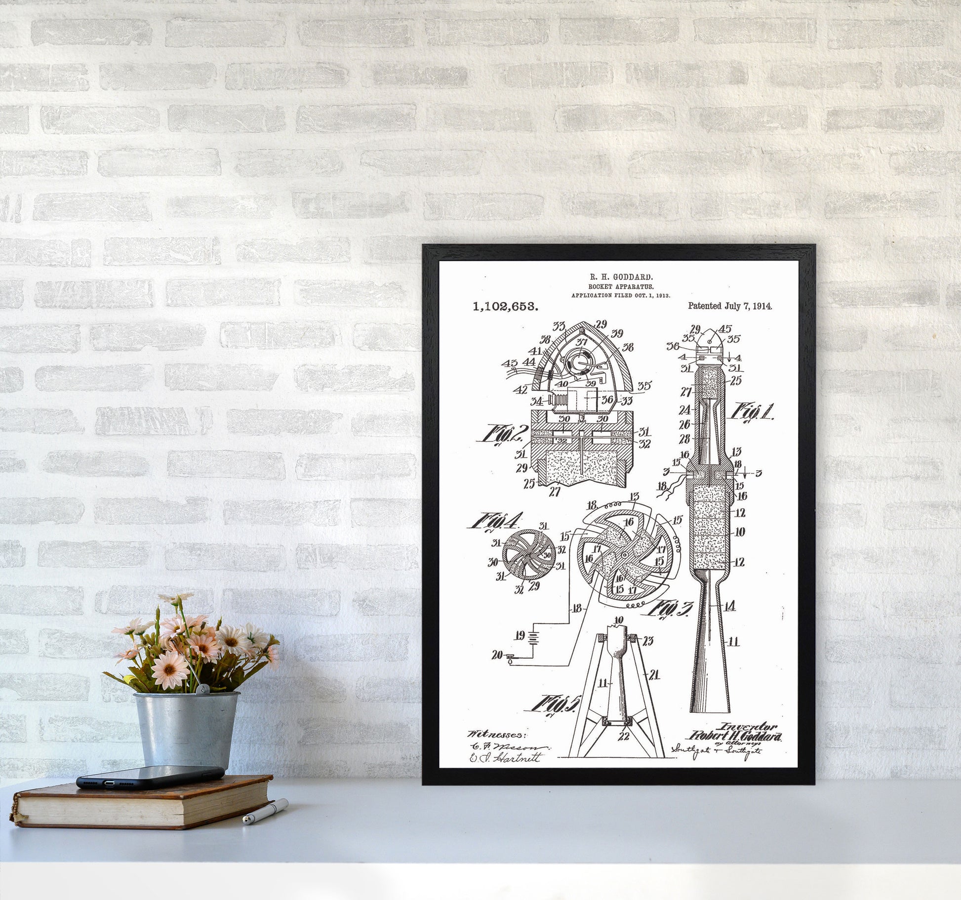 Rocket Patent Art Print by Jason Stanley A2 White Frame