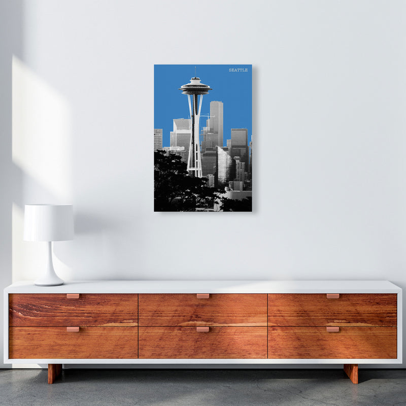 Halftone Seattle Blue Art Print by Jason Stanley A2 Canvas