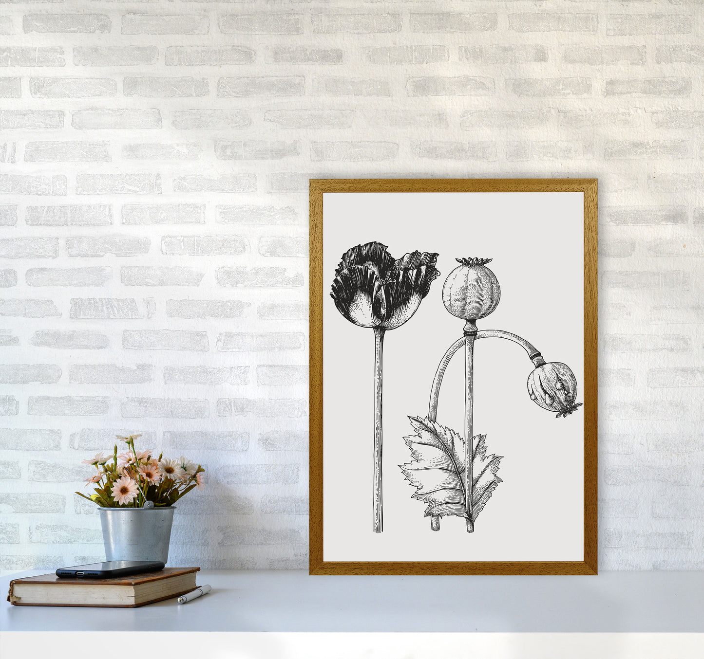 Vintage Poppy Plant Art Print by Jason Stanley A2 Print Only