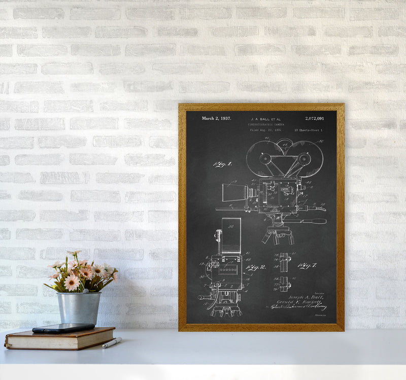 Cinema Camera Patent-Chalkboard Art Print by Jason Stanley A2 Print Only