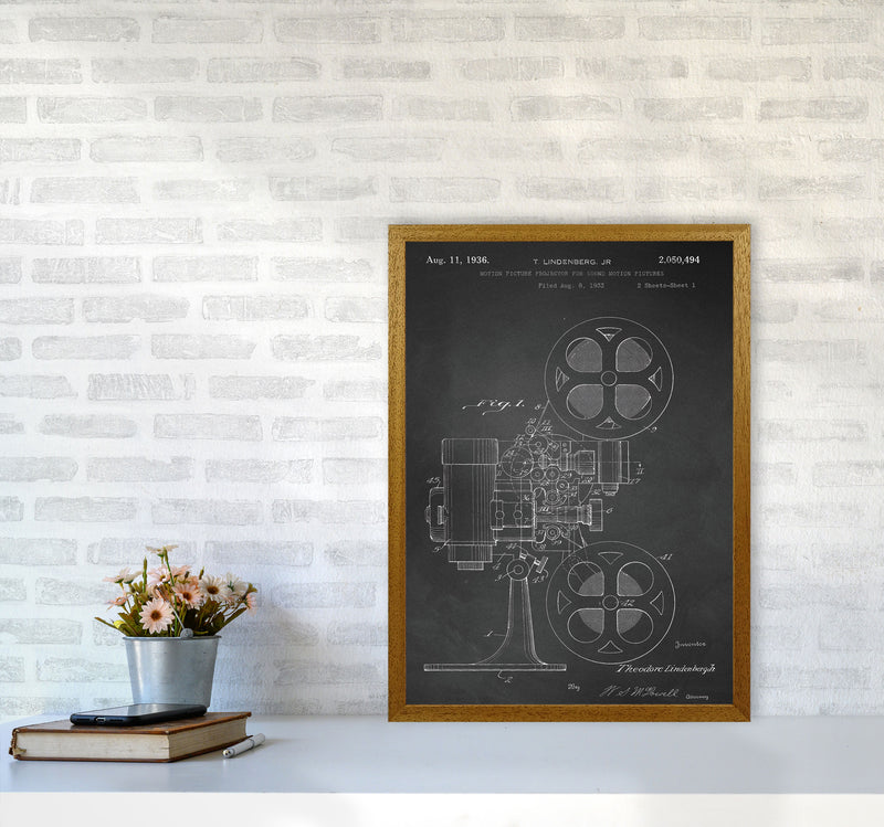 Motion Picture Projector Patent-Chalkboard Art Print by Jason Stanley A2 Print Only