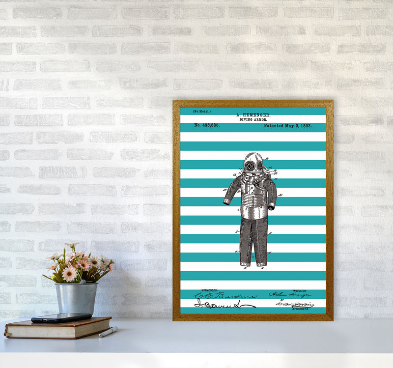 Diving Armor Patent Stripe Art Print by Jason Stanley A2 Print Only