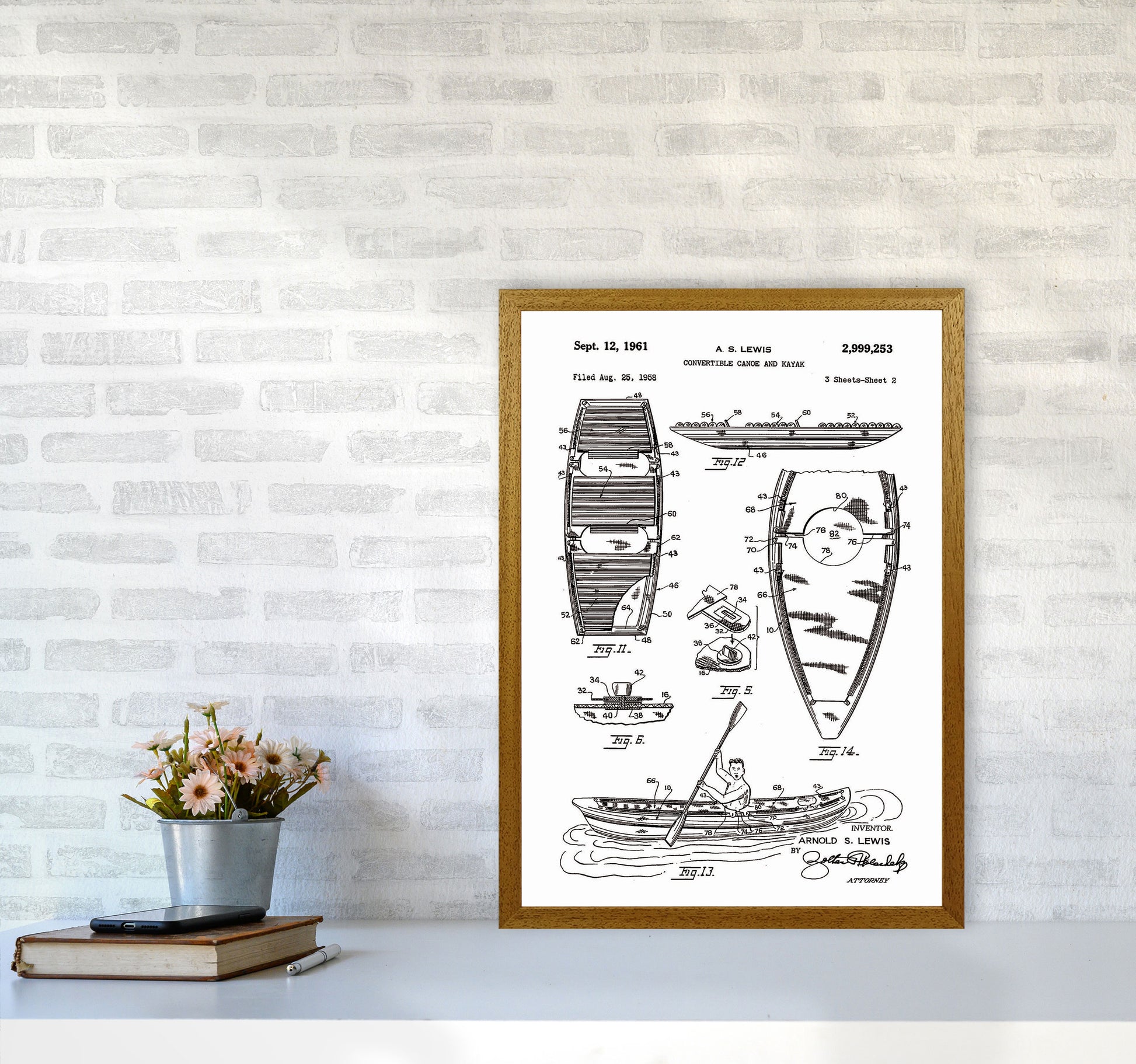 Canoe And Kayak Patent Art Print by Jason Stanley A2 Print Only