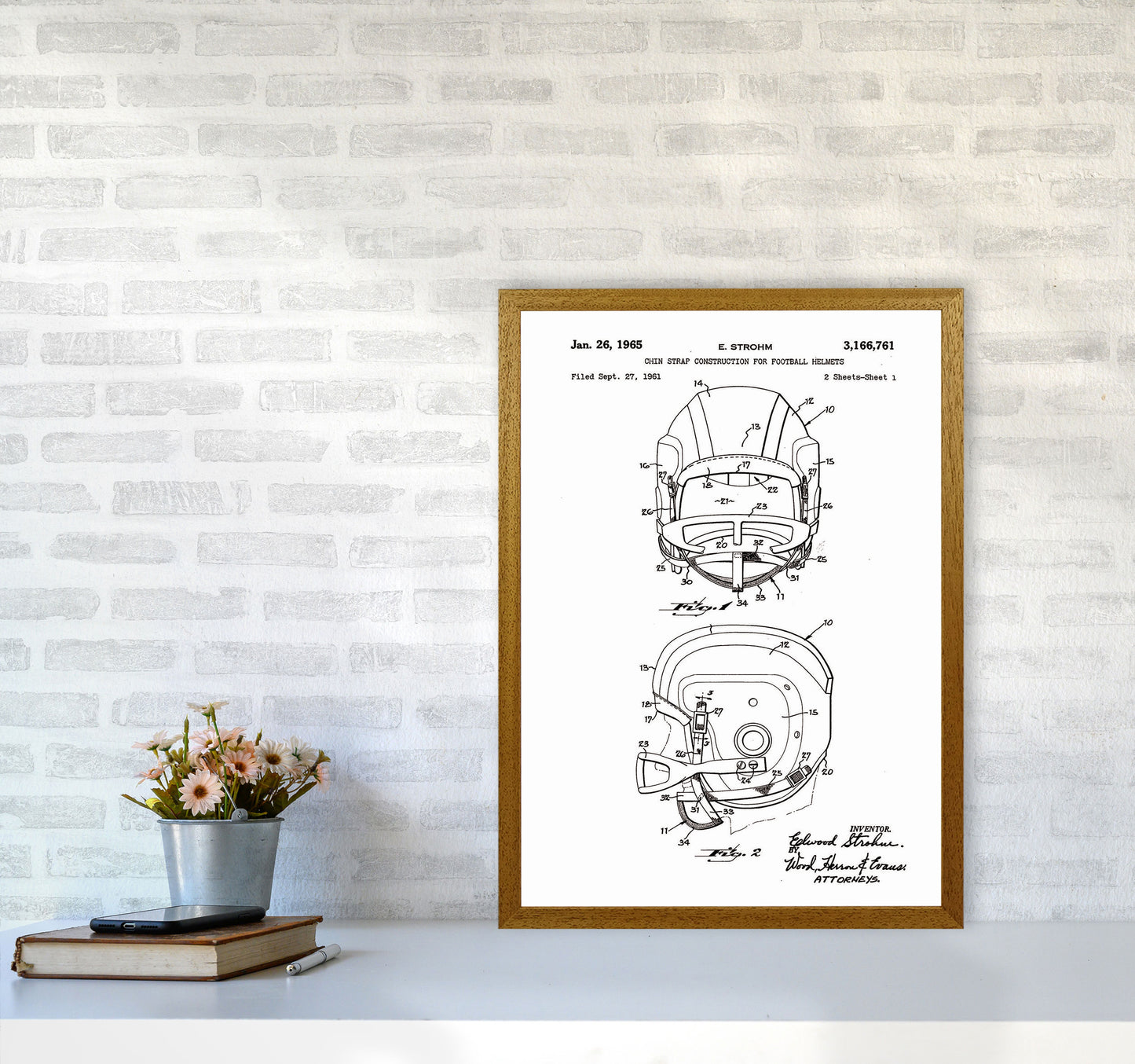Football Helmet Patent 2 Art Print by Jason Stanley A2 Print Only