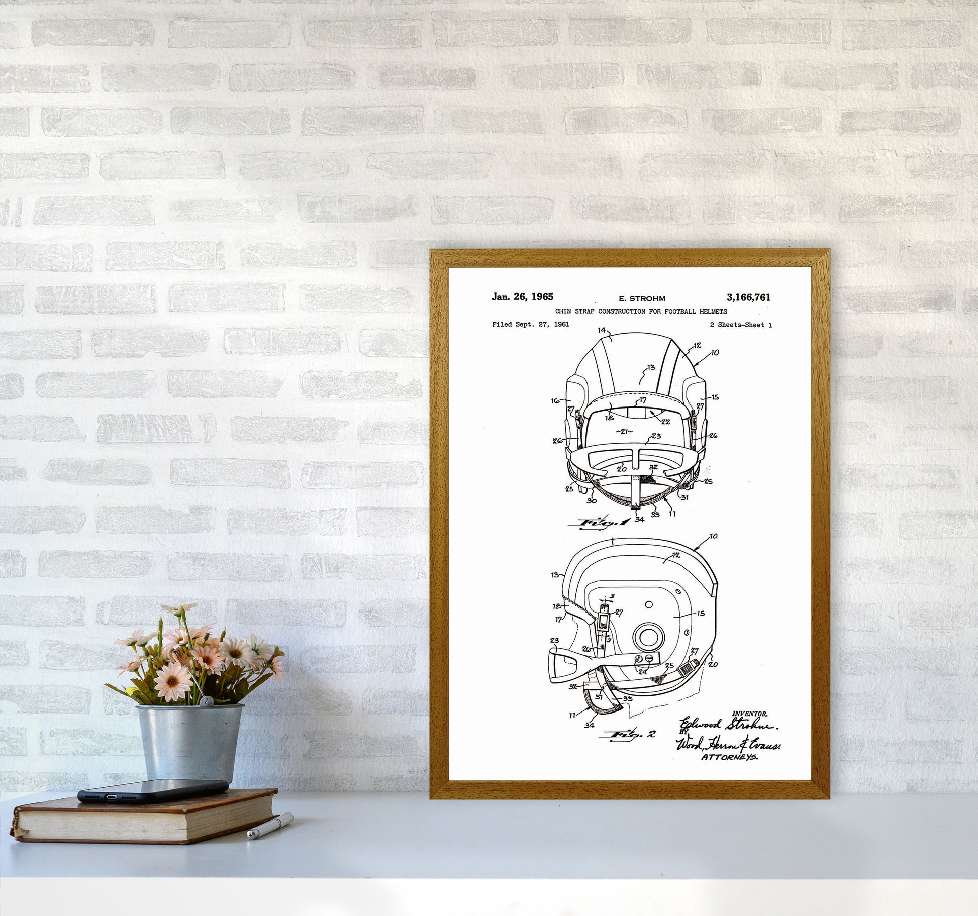Football Helmet Patent 2 Art Print by Jason Stanley A2 Print Only