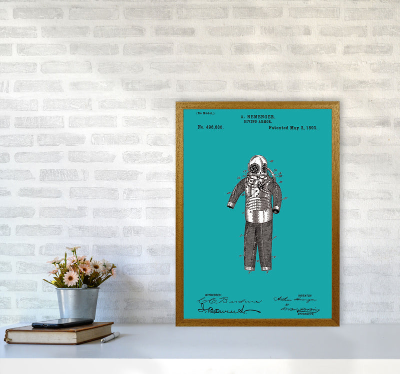 Diving Armor Patent Blue Art Print by Jason Stanley A2 Print Only