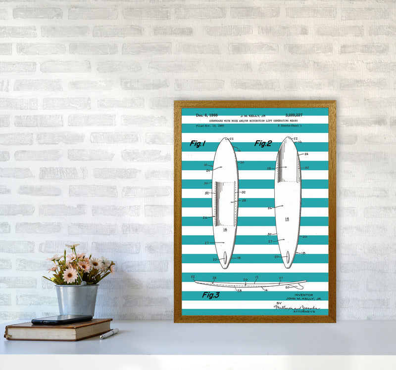 Surfboard Patent Stripe Art Print by Jason Stanley A2 Print Only