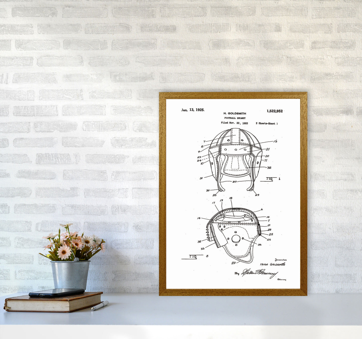 Football Helmet Patent Art Print by Jason Stanley A2 Print Only