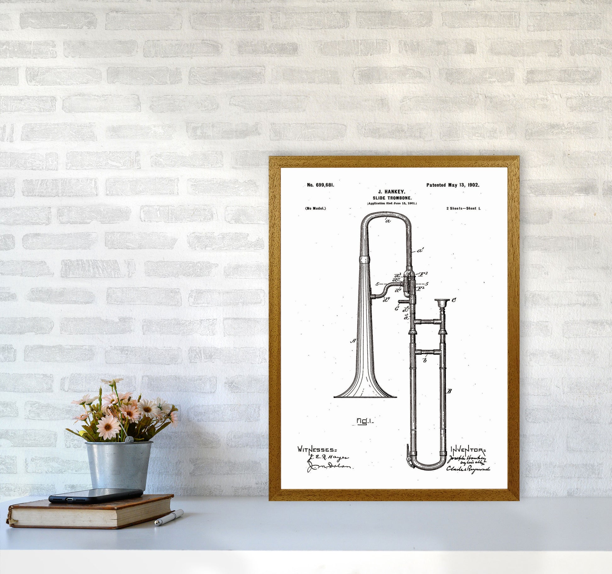 Slide Trombone Patent Art Print by Jason Stanley A2 Print Only