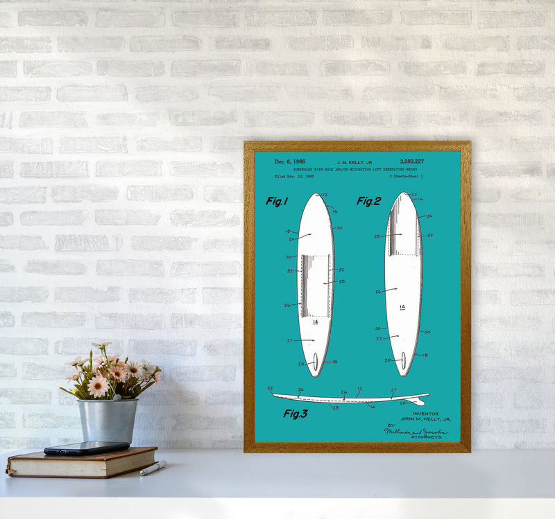 Surfboard Patent Blue Art Print by Jason Stanley A2 Print Only