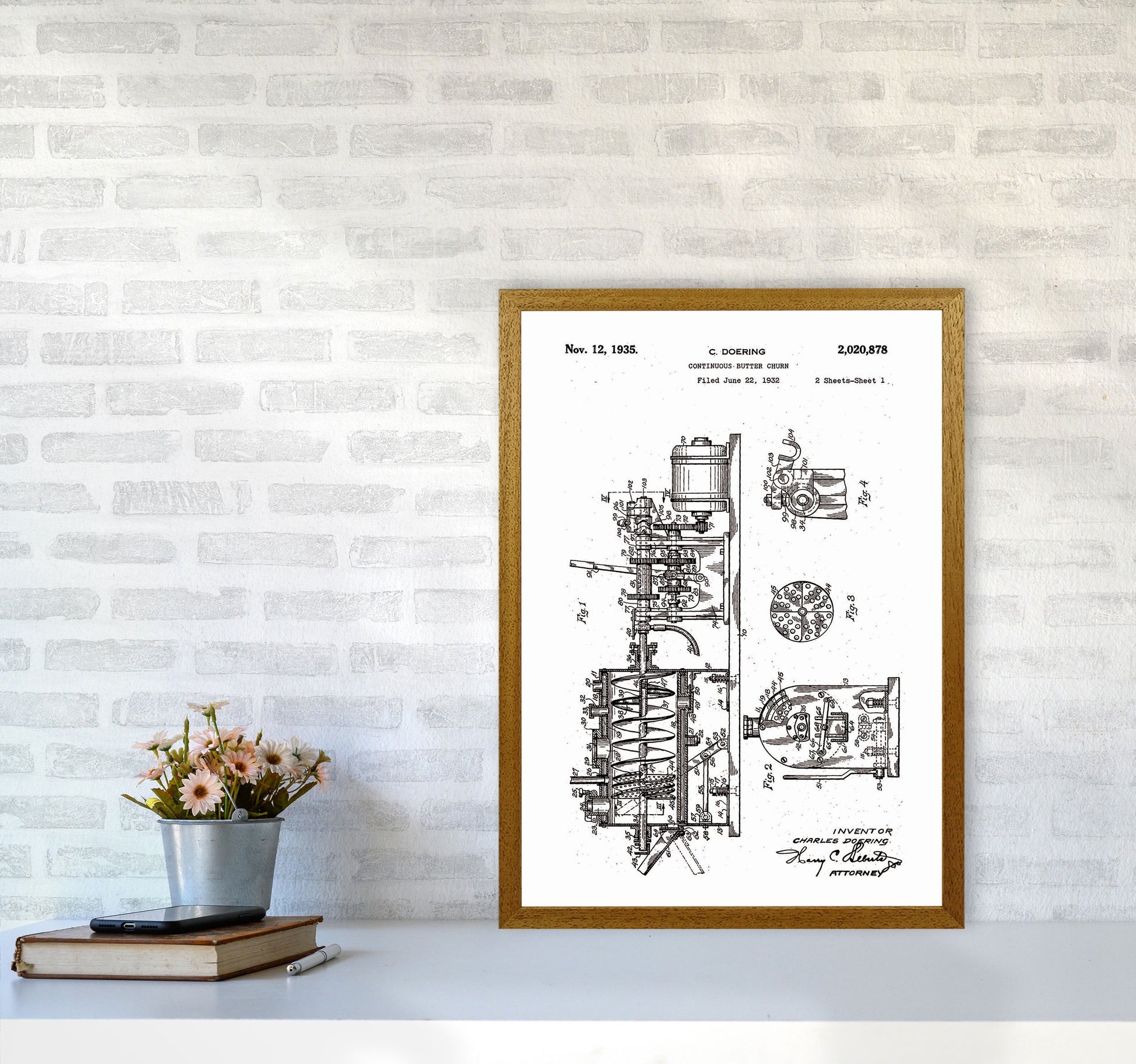 Butter Churn Patent Art Print by Jason Stanley A2 Print Only