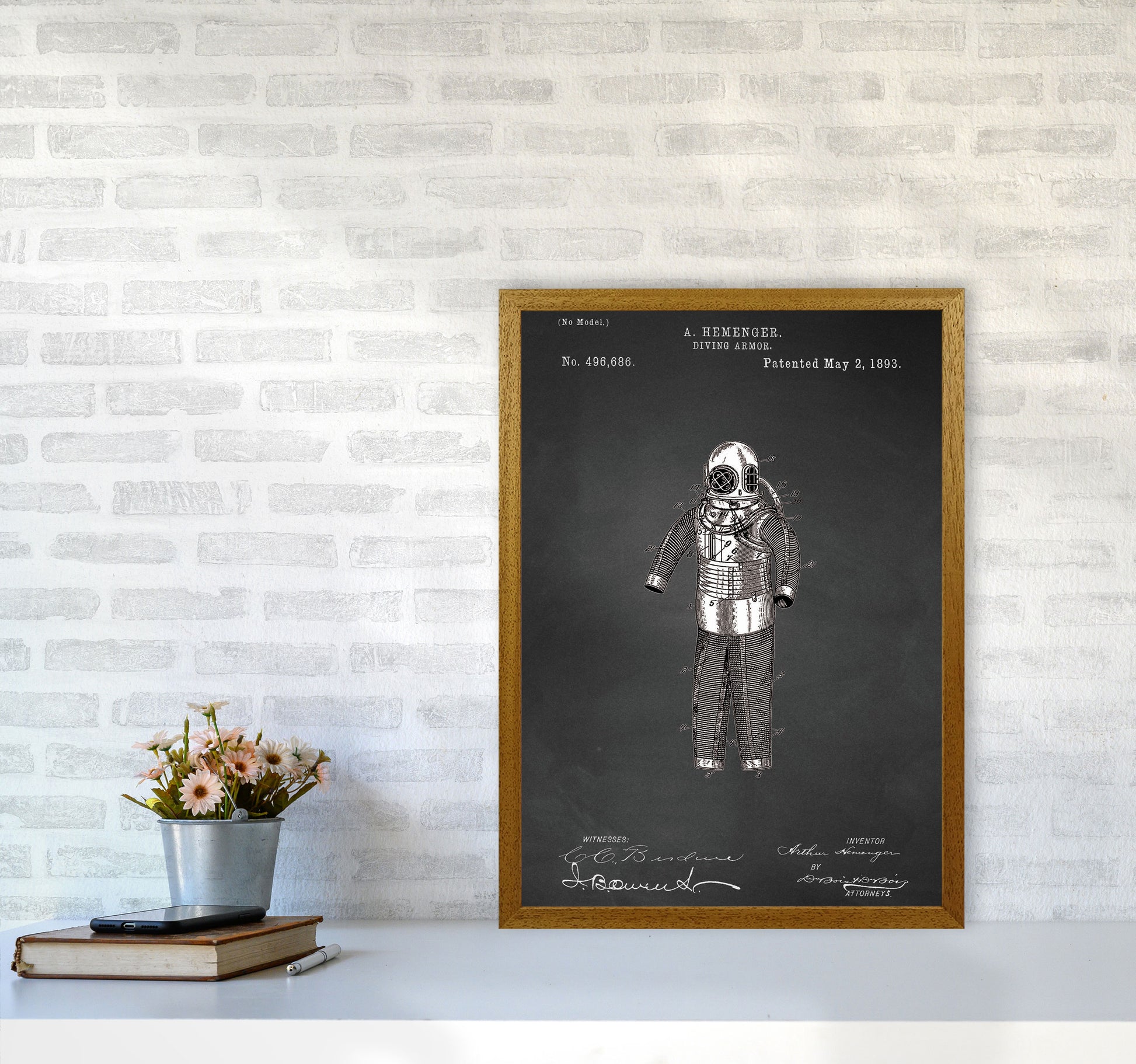 Diving Armor Patent Art Print by Jason Stanley A2 Print Only