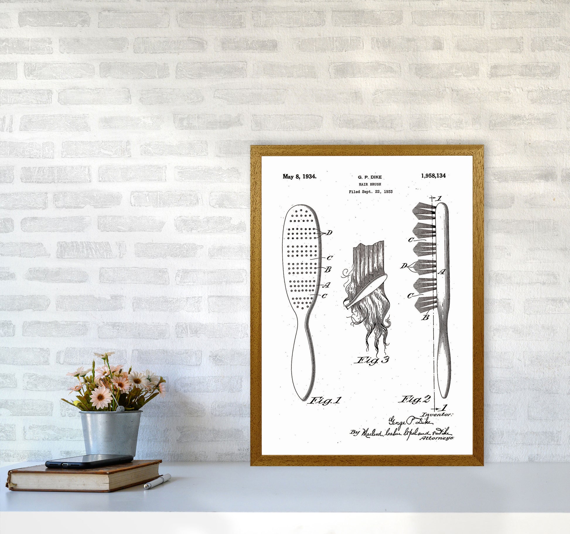 Hair Brush Patent Art Print by Jason Stanley A2 Print Only