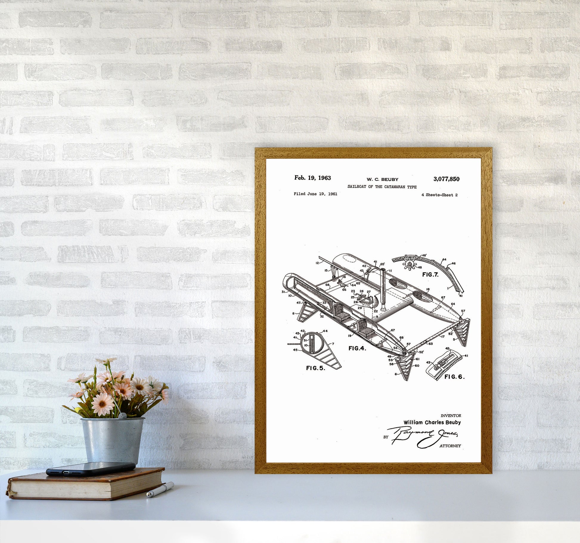 Catamaran Patent Art Print by Jason Stanley A2 Print Only