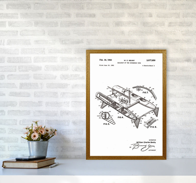 Catamaran Patent Art Print by Jason Stanley A2 Print Only