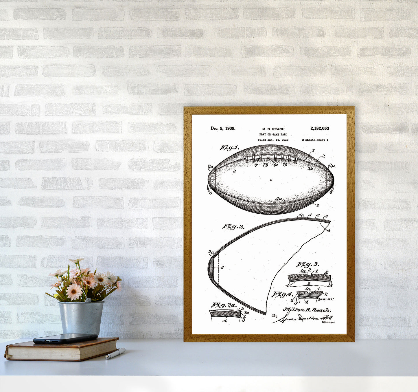 Football Patent Art Print by Jason Stanley A2 Print Only