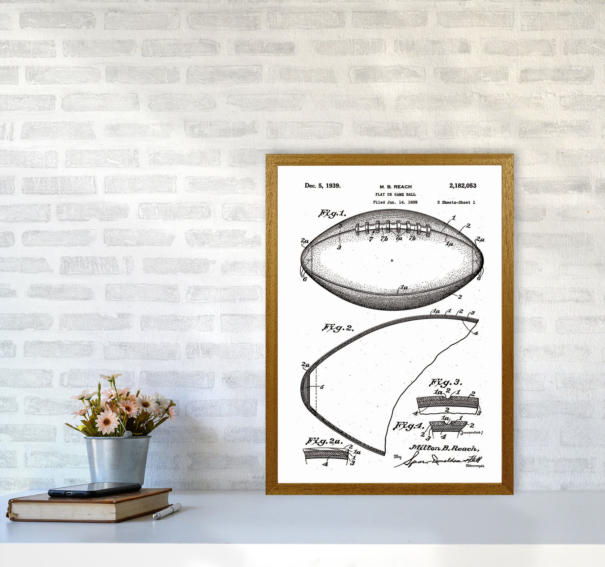 Football Patent Art Print by Jason Stanley A2 Print Only