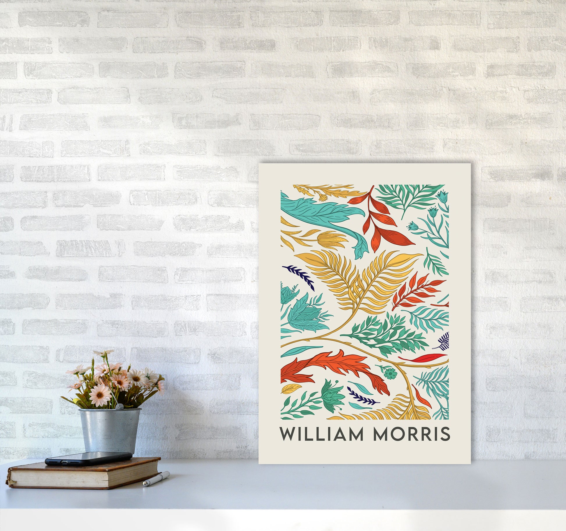 William Morris- Vibrant Wild Flowers Art Print by Jason Stanley A2 Black Frame