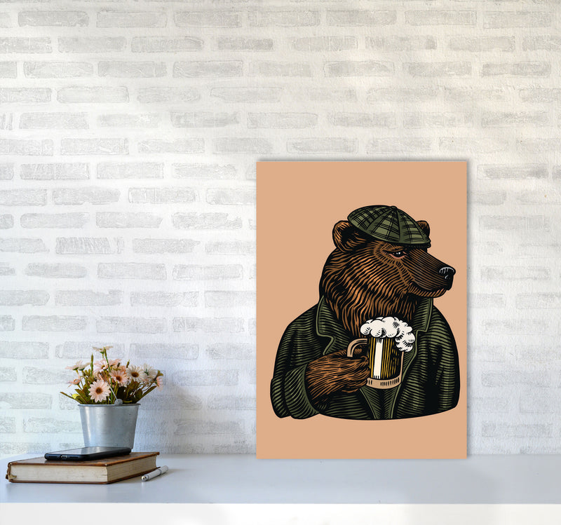 Frosty The Bear With A Frosty Beer Art Print by Jason Stanley A2 Black Frame