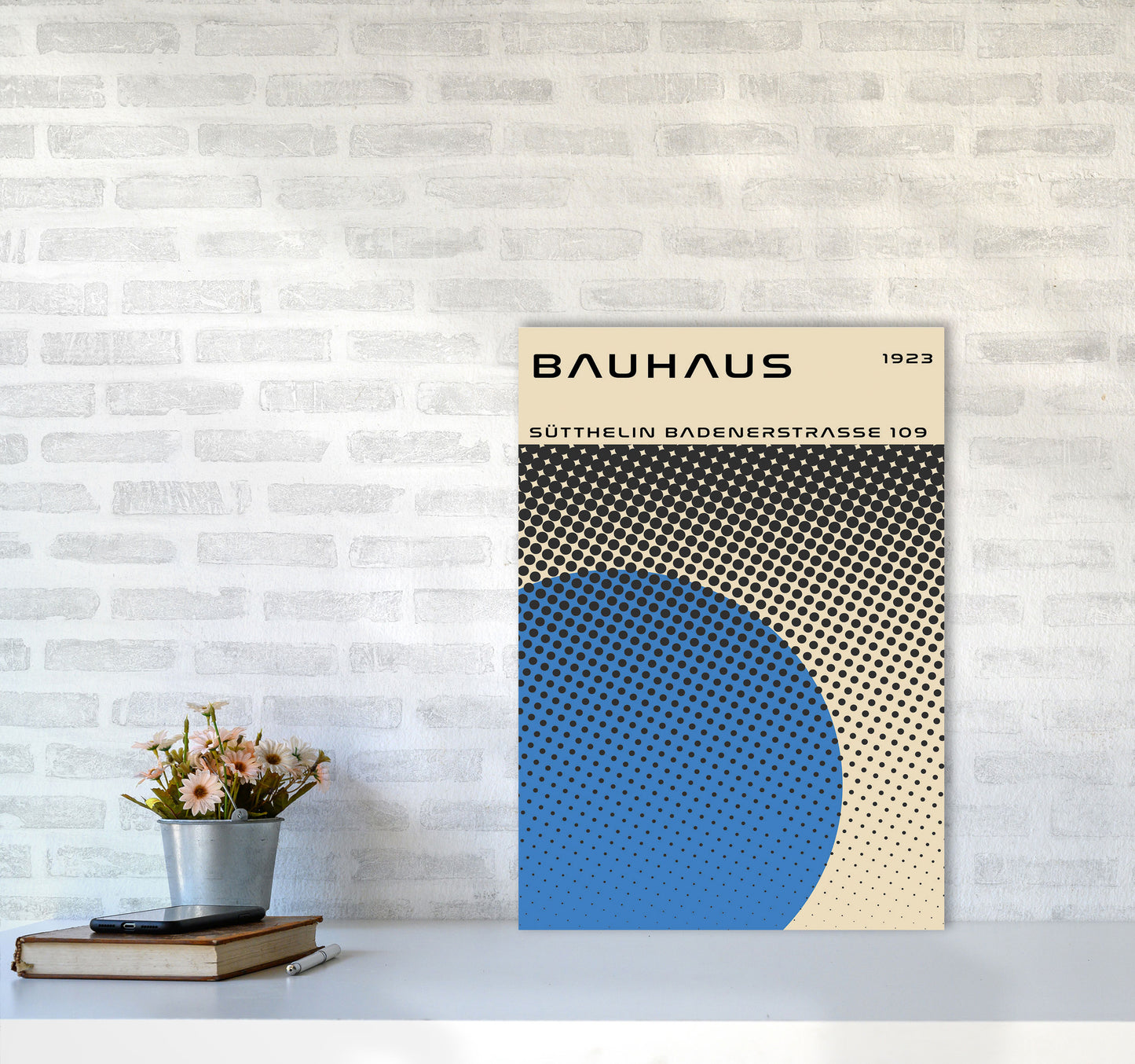 Bauhaus Geometric Blue Vibe II Art Print by Jason Stanley A2 Black Frame