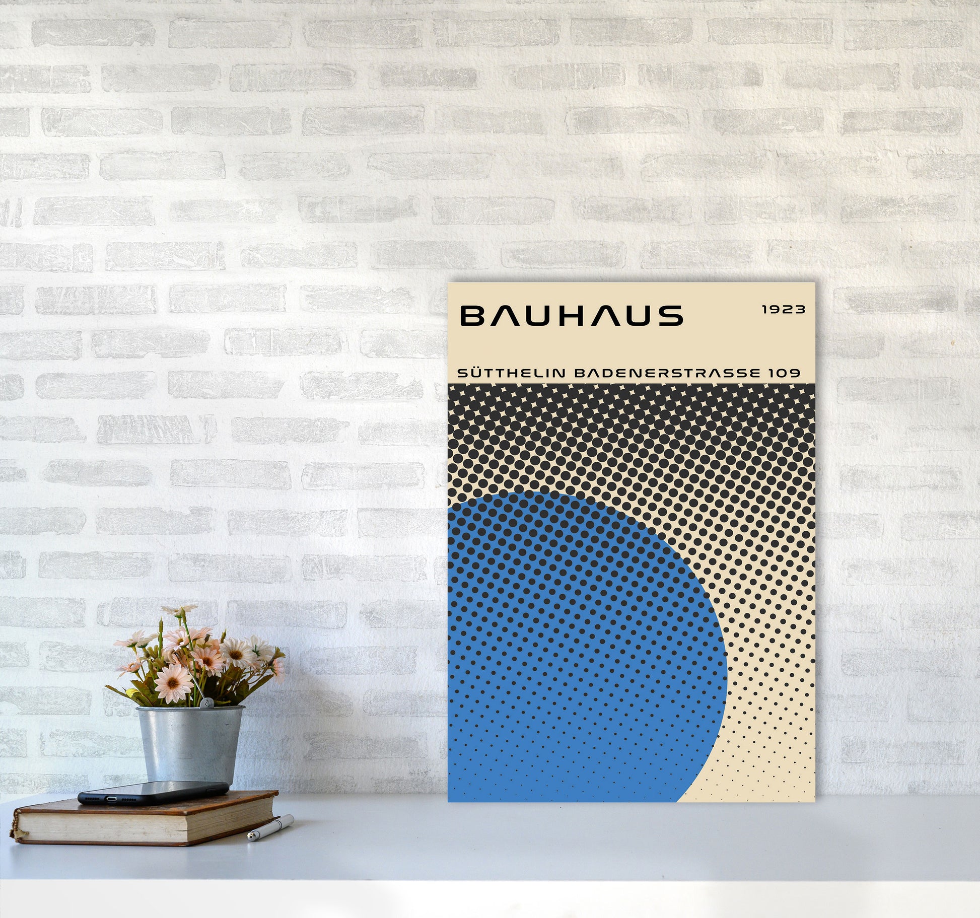 Bauhaus Geometric Blue Vibe II Art Print by Jason Stanley A2 Black Frame