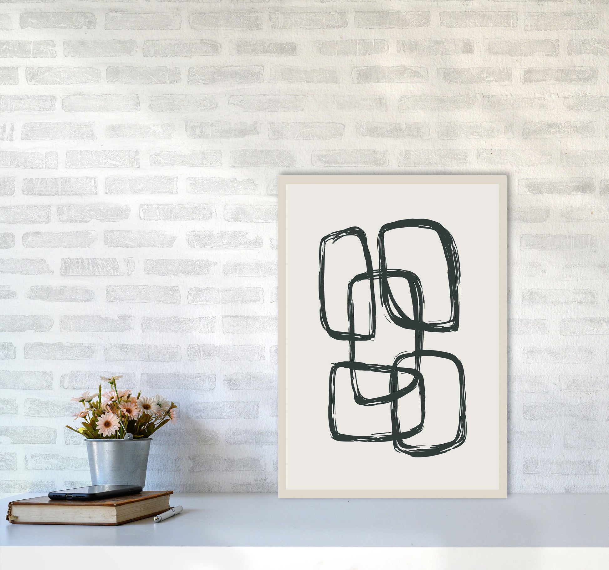 Modern Abstract Shapes 3 Art Print by Jason Stanley A2 Black Frame