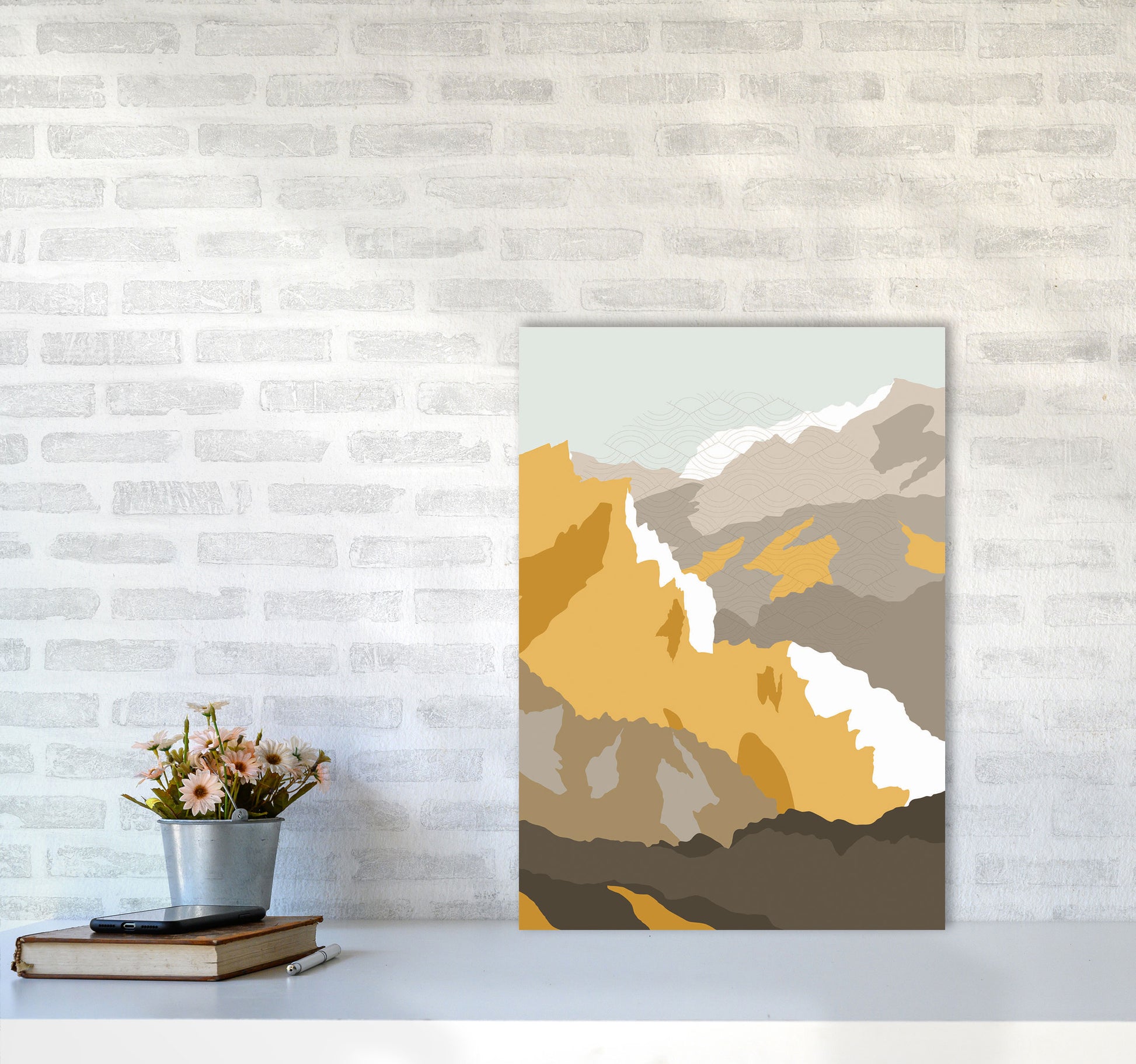 Japanese Mountain Scene Art Print by Jason Stanley A2 Black Frame