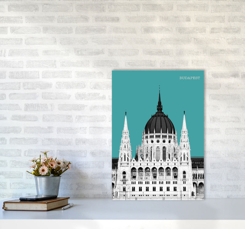 Halftone Budapest Green Art Print by Jason Stanley A2 Black Frame