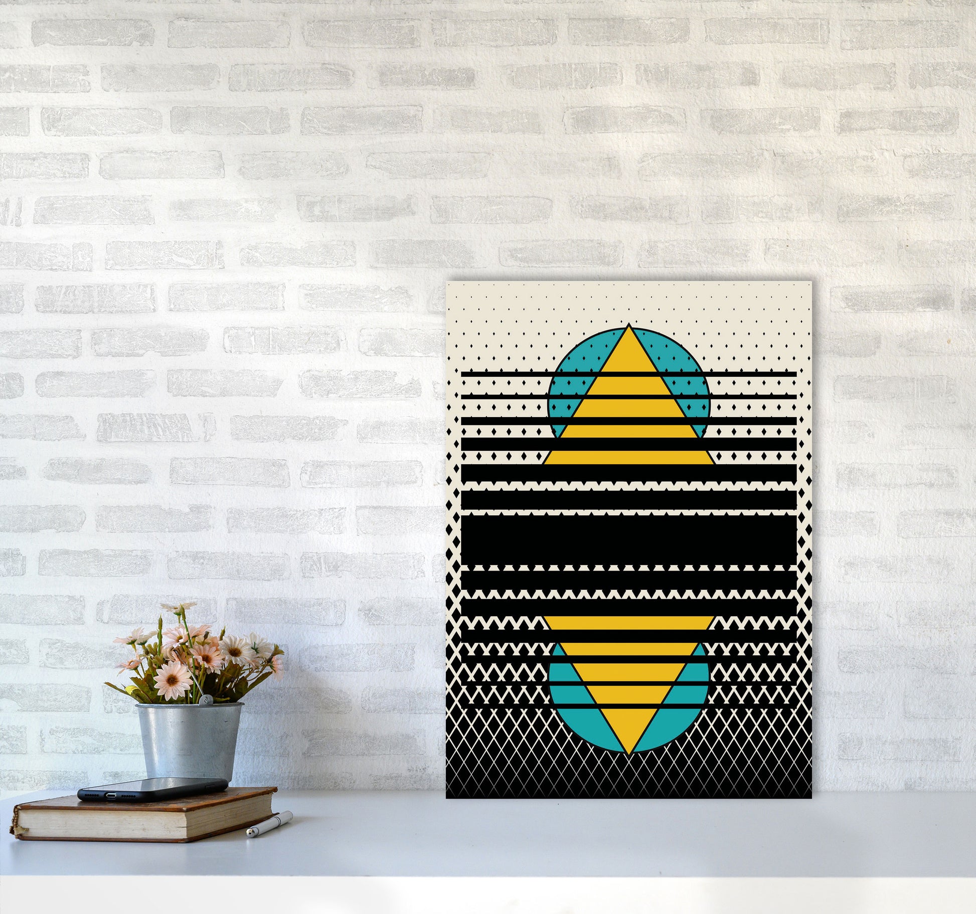 Geometric Suns Pattern Art Print by Jason Stanley A2 Black Frame