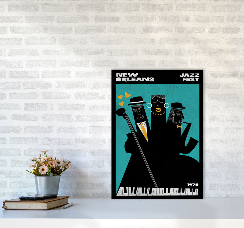 New Orleans Jazz Fest Art Print by Jason Stanley A2 Black Frame