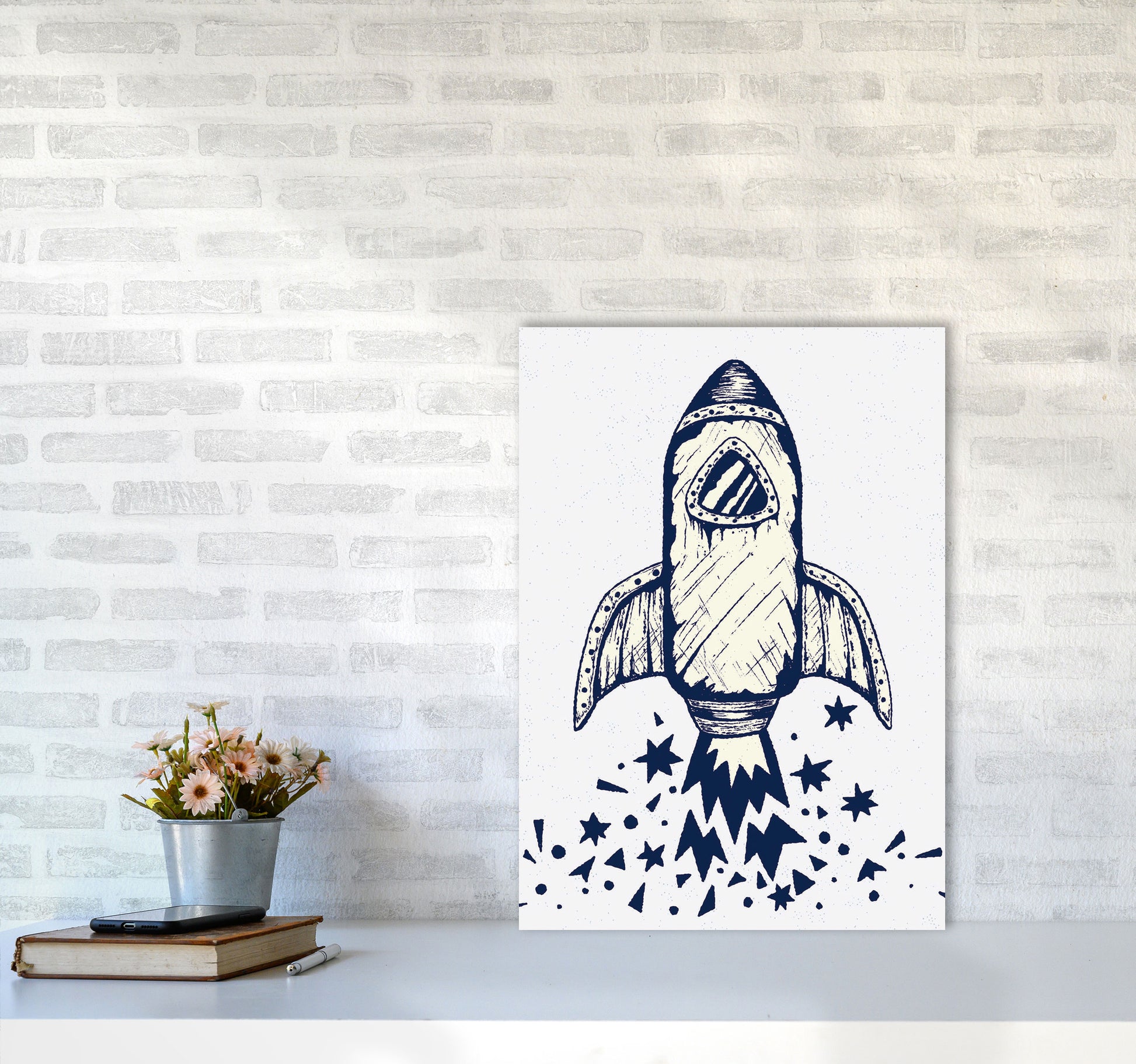 5-4-3-2-1-Blastoff Art Print by Jason Stanley A2 Black Frame