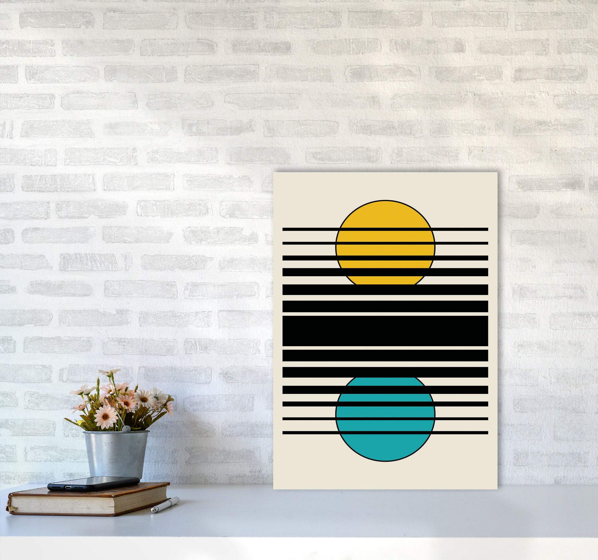 Geometric Suns III Art Print by Jason Stanley A2 Black Frame
