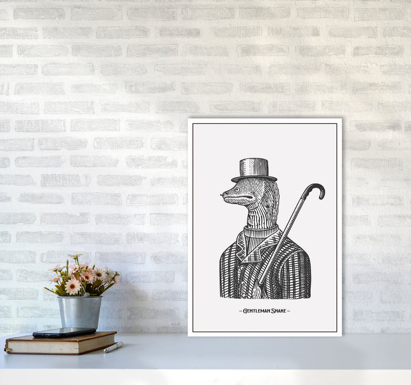 Gentlemen Snake Art Print by Jason Stanley A2 Black Frame