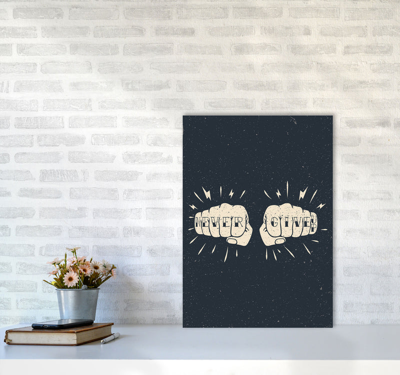 Never Give Up! Art Print by Jason Stanley A2 Black Frame