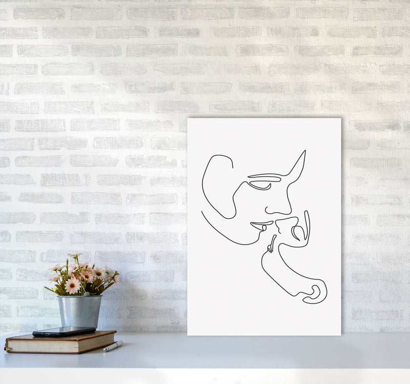One Line Kiss Art Print by Jason Stanley A2 Black Frame