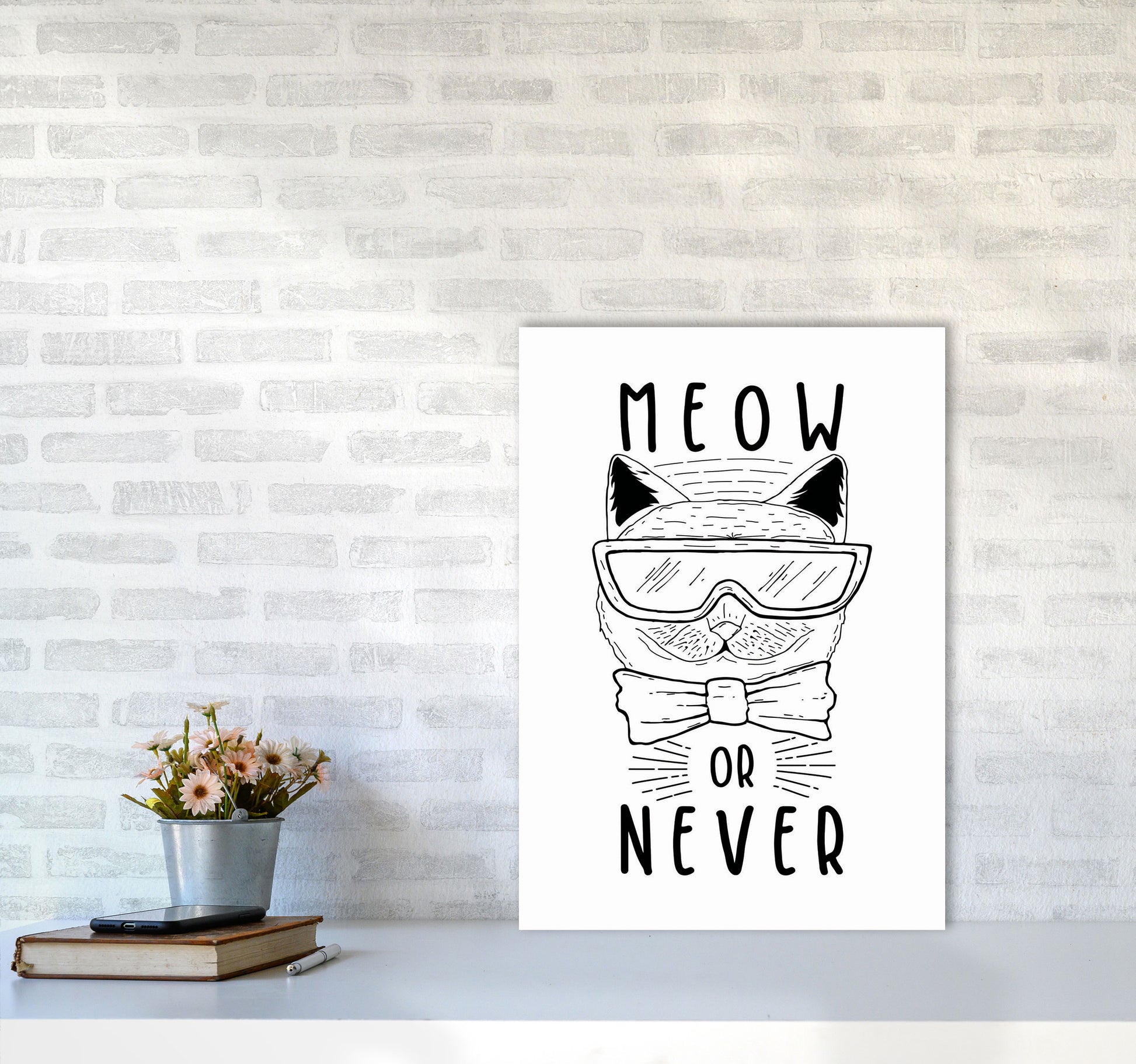 Meow Or Never Art Print by Jason Stanley A2 Black Frame