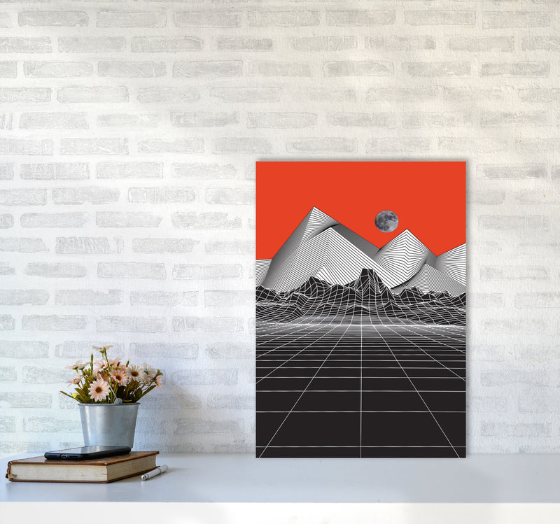 Moon Rise Red Art Print by Jason Stanley A2 Black Frame