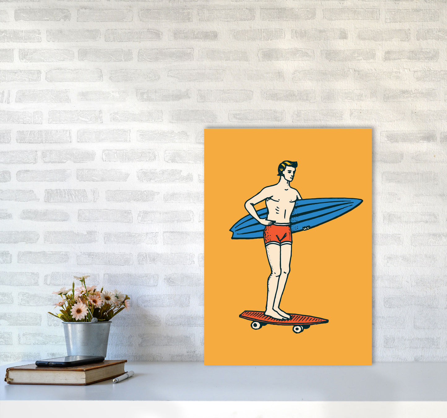 Gone Surfin' Art Print by Jason Stanley A2 Black Frame
