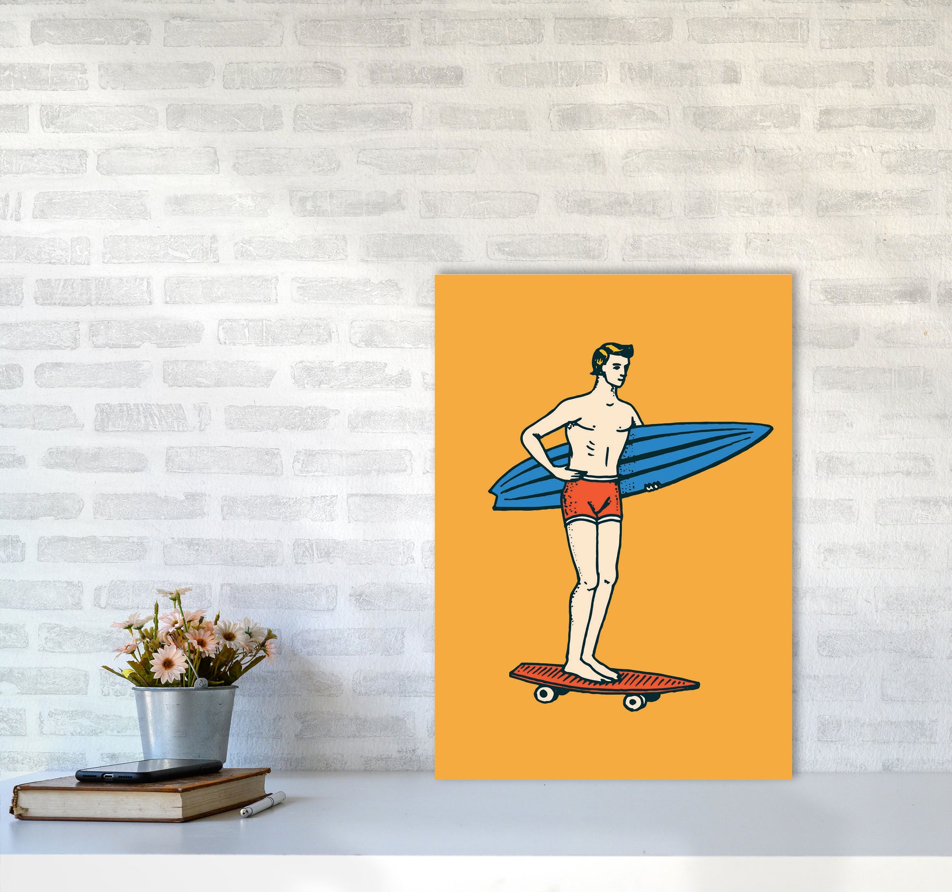 Gone Surfin' Art Print by Jason Stanley A2 Black Frame