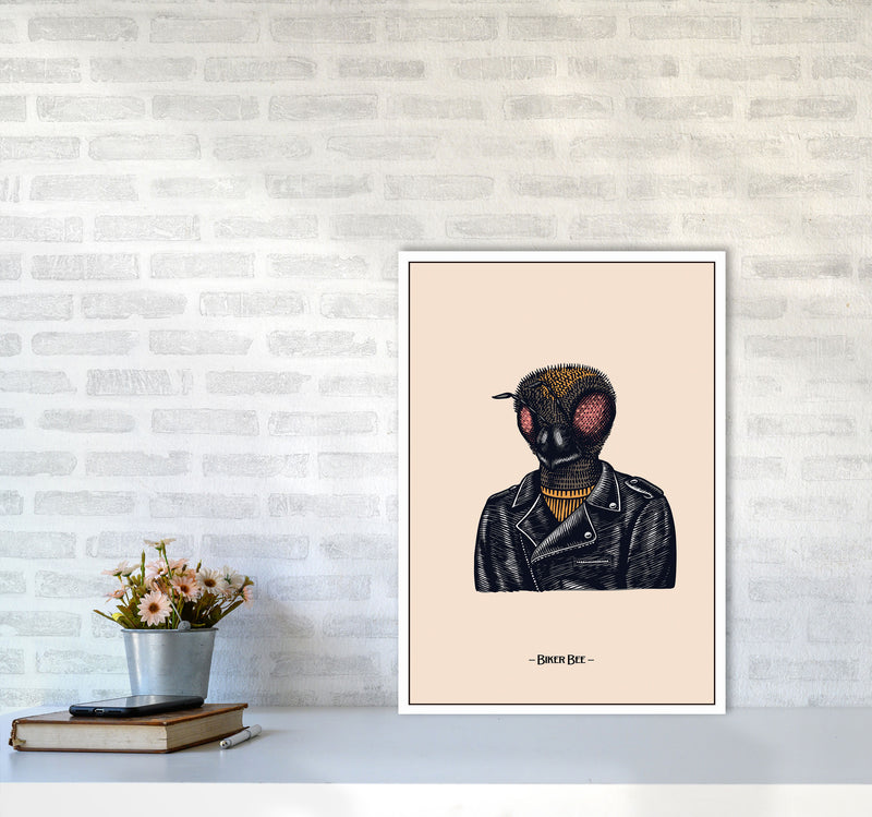 Biker Bee Art Print by Jason Stanley A2 Black Frame