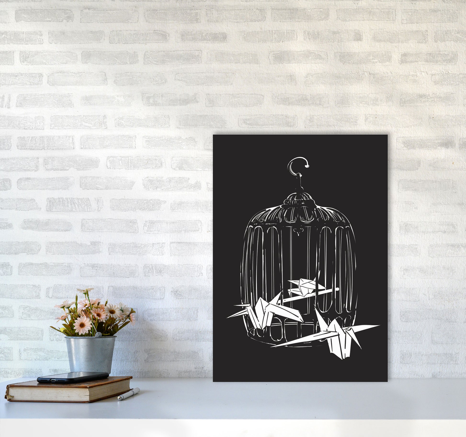 Origami Birds Art Print by Jason Stanley A2 Black Frame